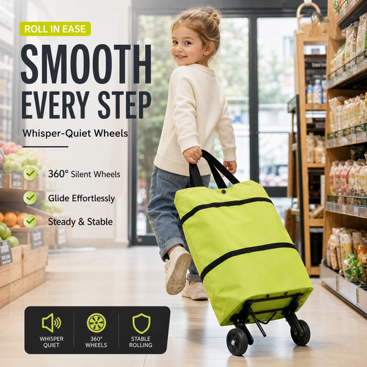 2-in-1 Foldable Shopping Trolley – Sturdy Bag