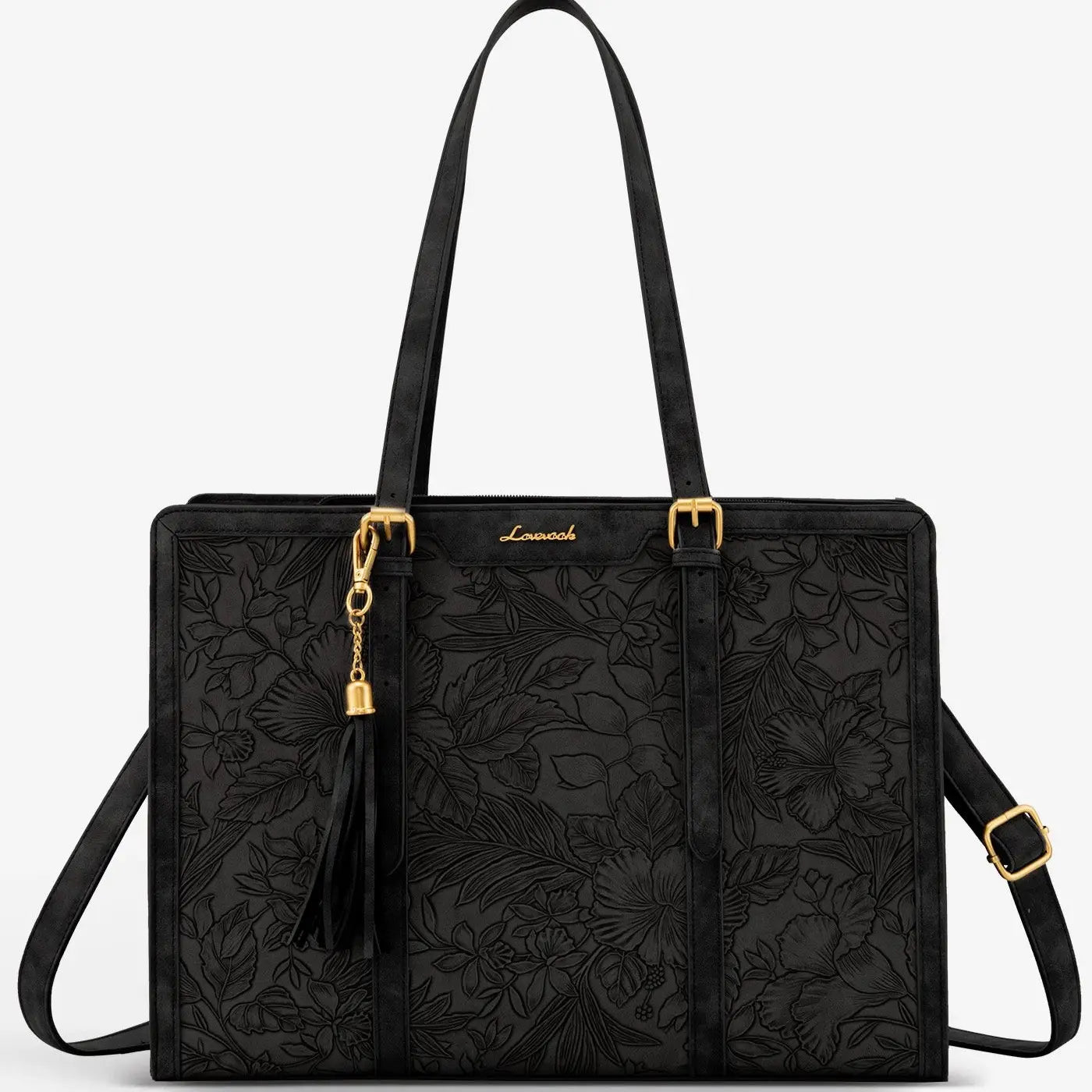 Vintage Embossed Leather Laptop Tote Set
