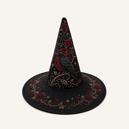 Black Rose Raven Victorian Gothic Handcrafted Quilted Witch Hat