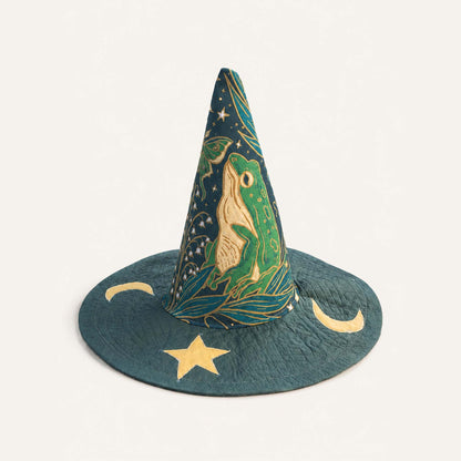 Celestial Frog Handcrafted Quilted Witch Hat