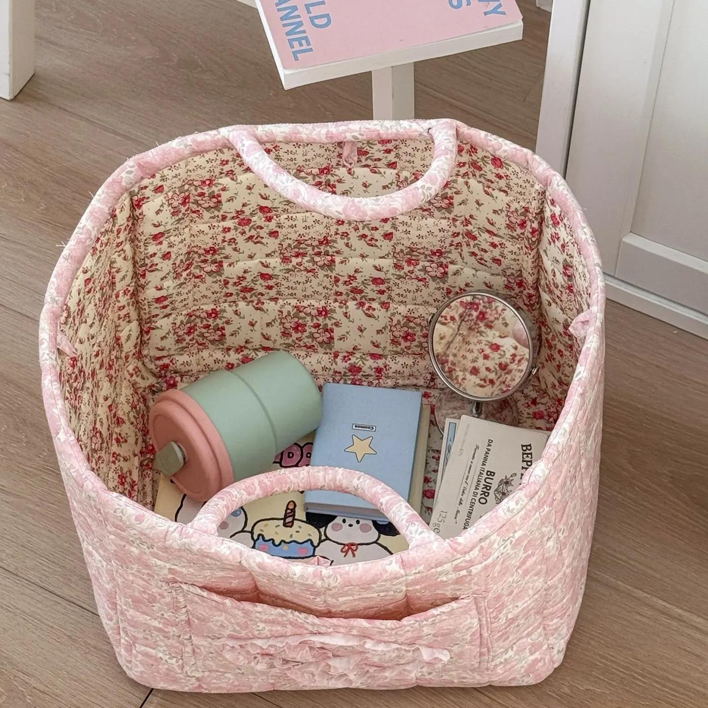 Large Capacity Floral Interior Storage Basket