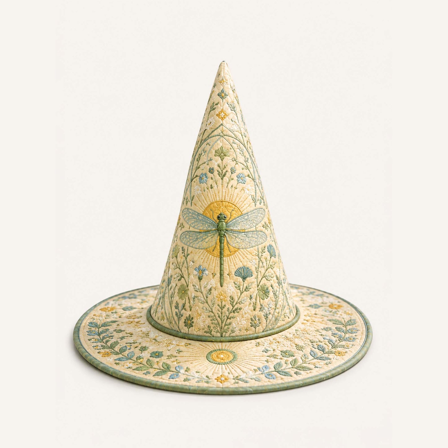 Dragonfly Garden Vintage Fairy Handcrafted Quilted Witch Hat