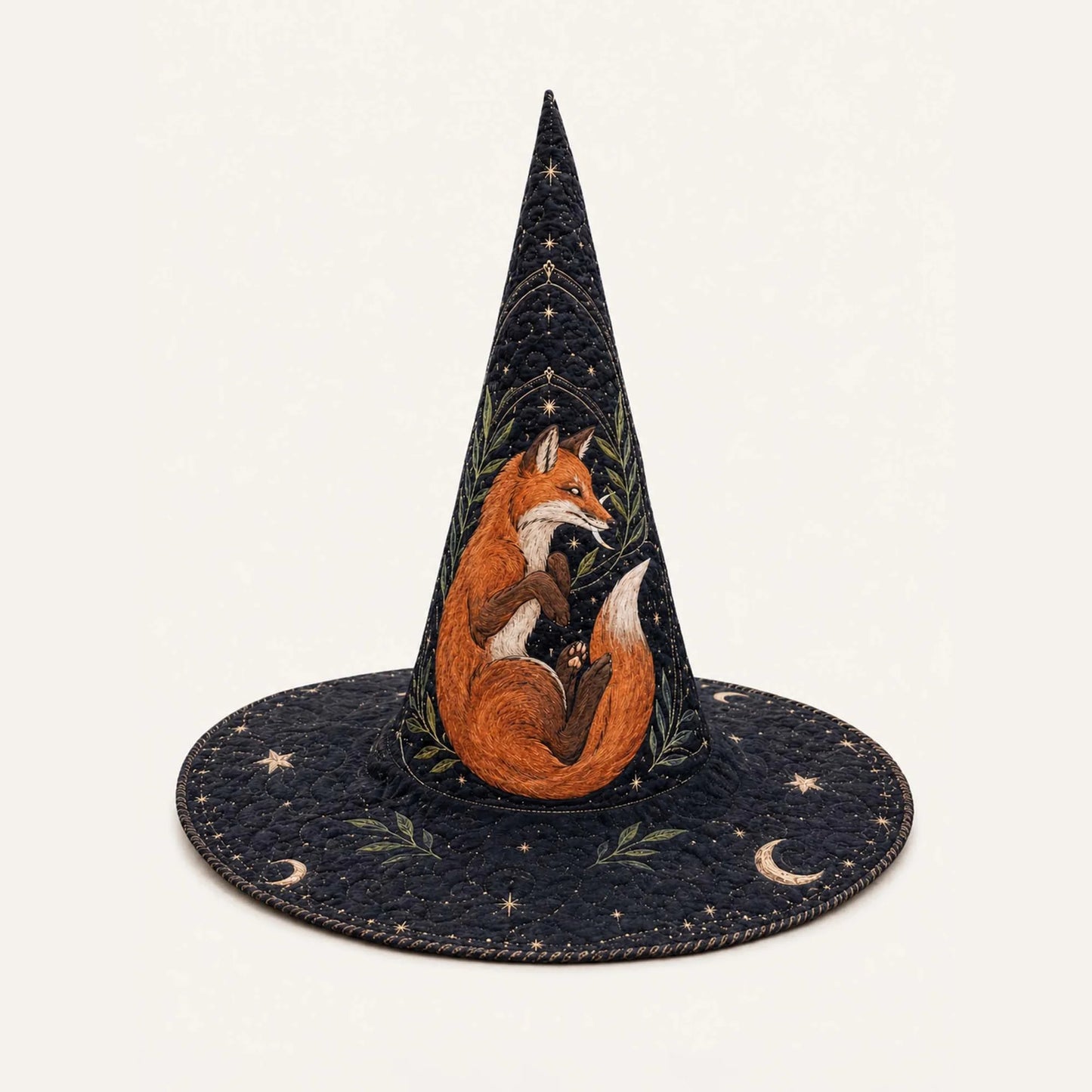 Enchanted Fox Handcrafted Quilted Witch Hat