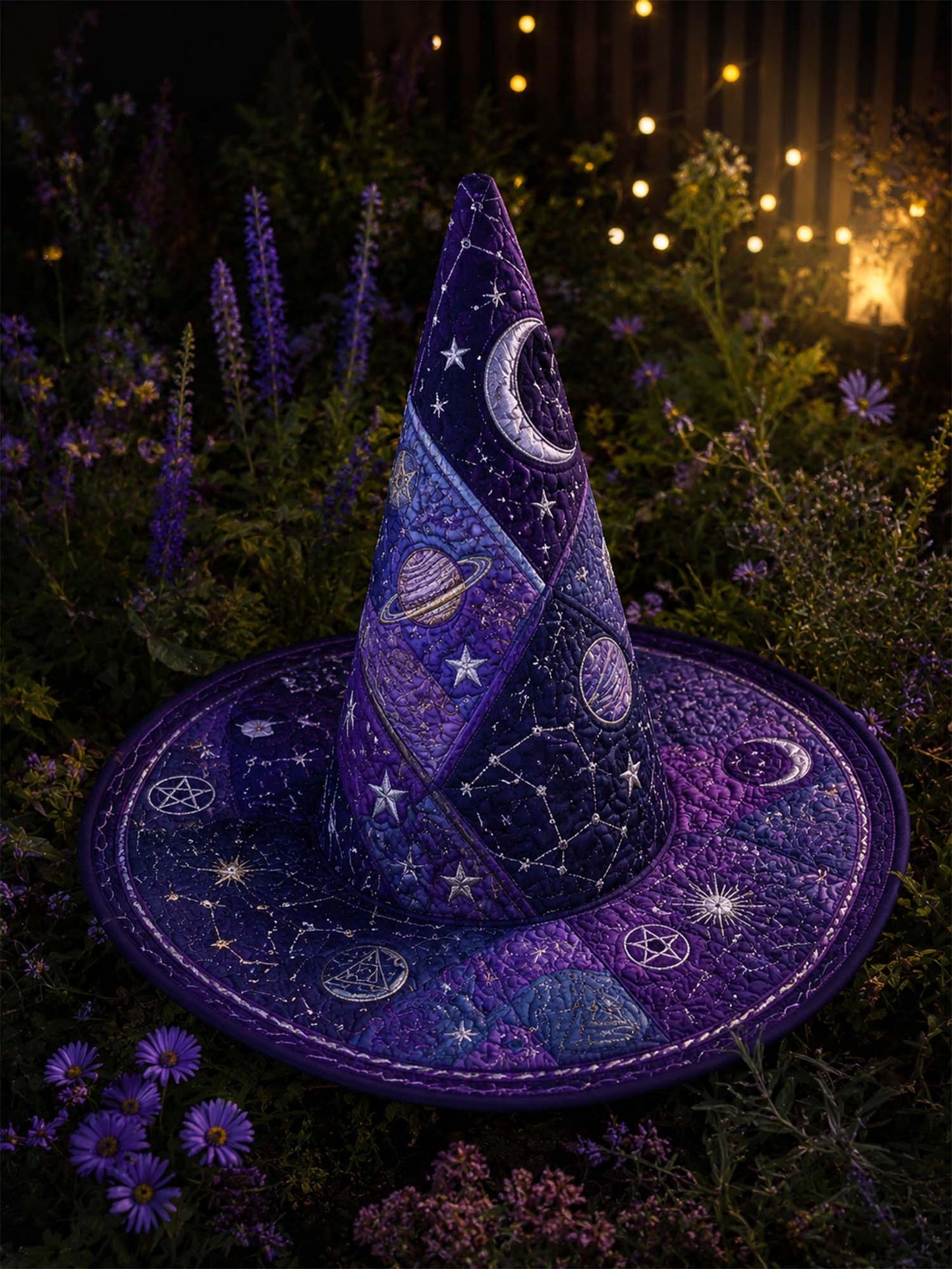 Dark Academia CosmicHandcrafted Quilted Witch Hat