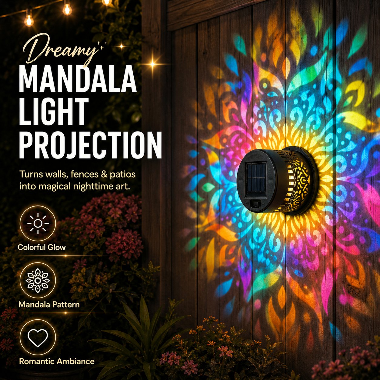 ✨Solar Mandala Wall Light Projector