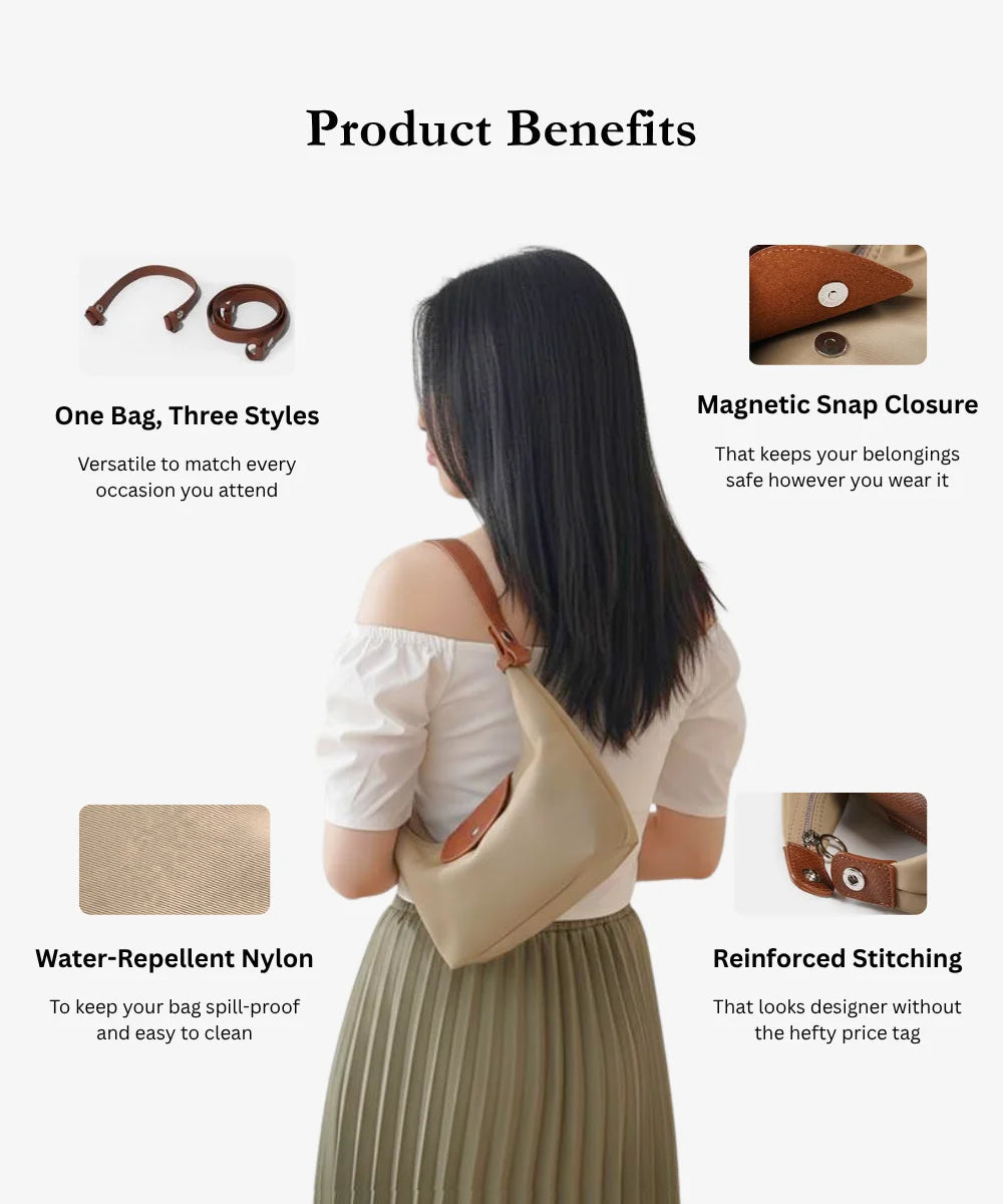Three Looks Minimalist Crescent Convertible Bag