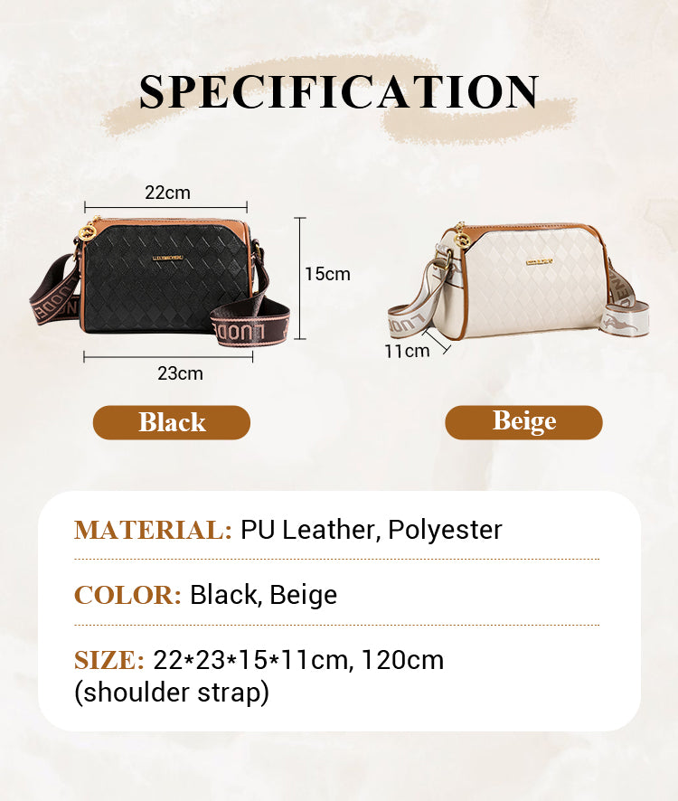 Fashion Diamond Pattern Large Capacity 3-Layer Crossbody Bag💕