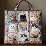 Cozy Flower Cat Handmade Tote Bag