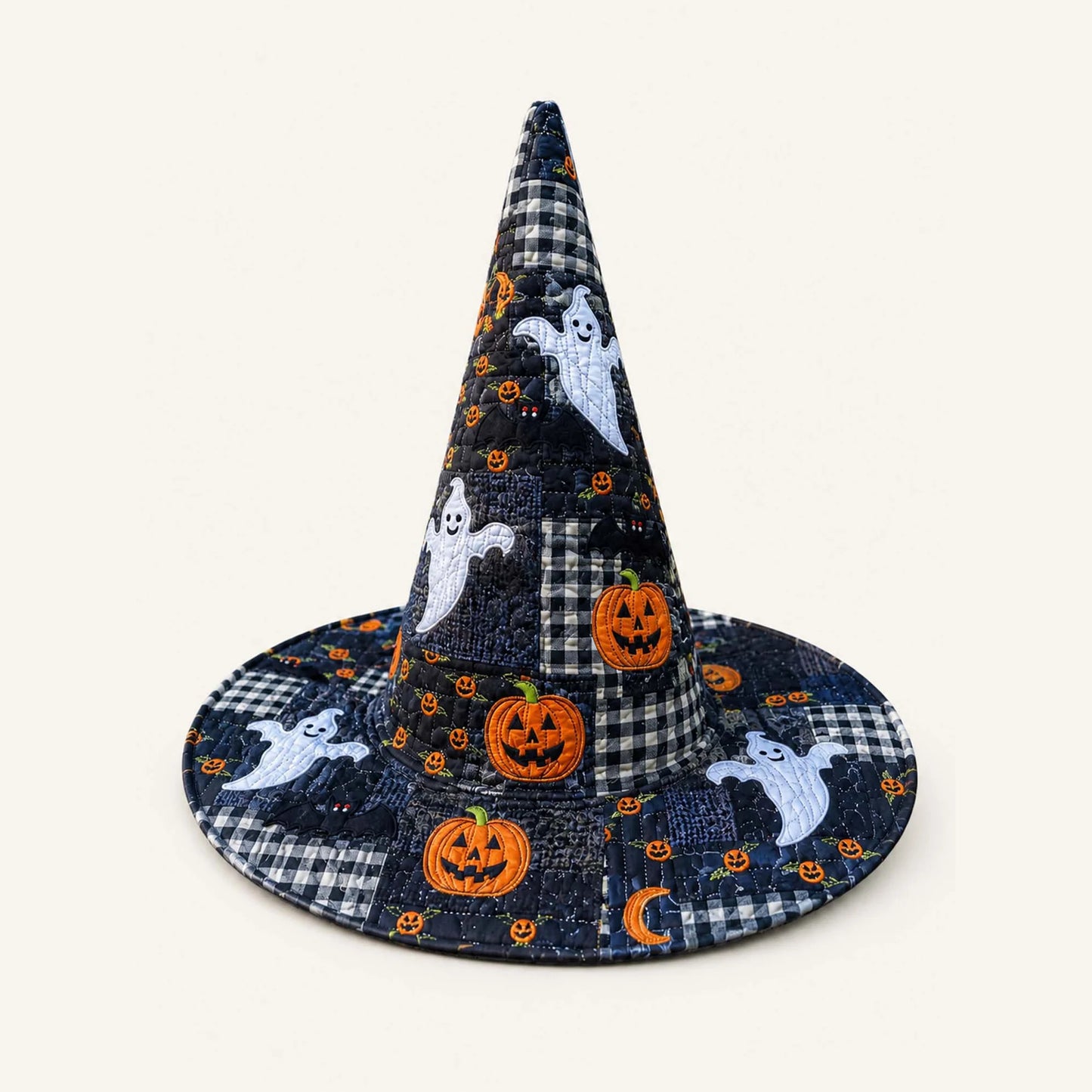 Spooky Ghost Halloween Handcrafted Quilted Witch Hat