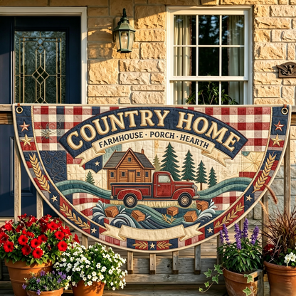 Country Home Farmhouse Quilted Fan Flag