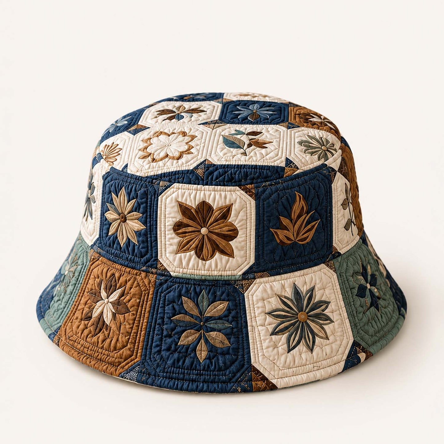Vintage Boho Floral Quilted Bucket Hat