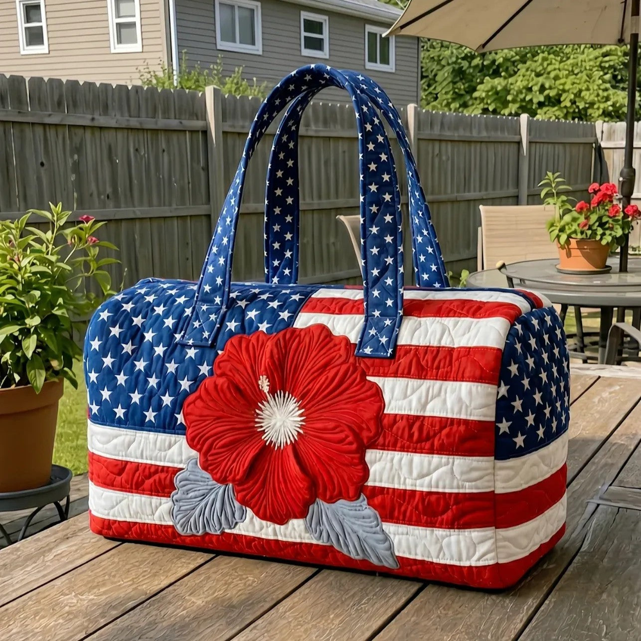 Freedom Blossom Quilted Duffle Bag