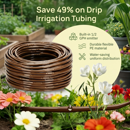 1/4" Drip Irrigation Tubing for Vegetation, Window Boxes and Garden