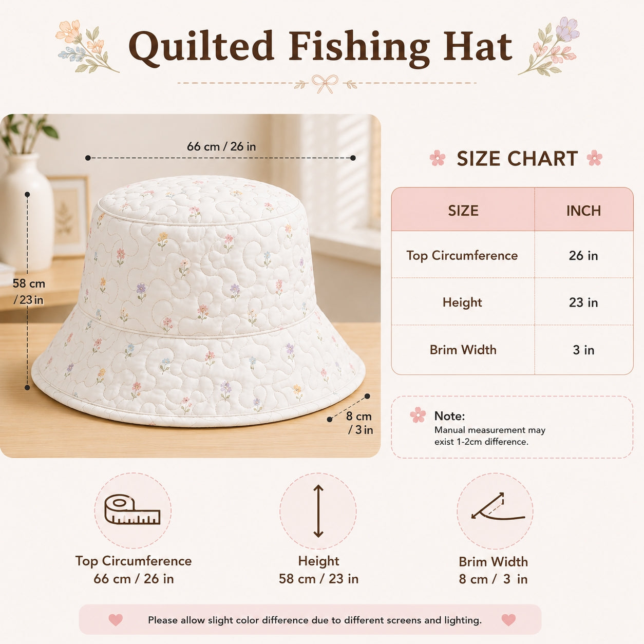 Coastal Botanical Quilted Bucket Hat