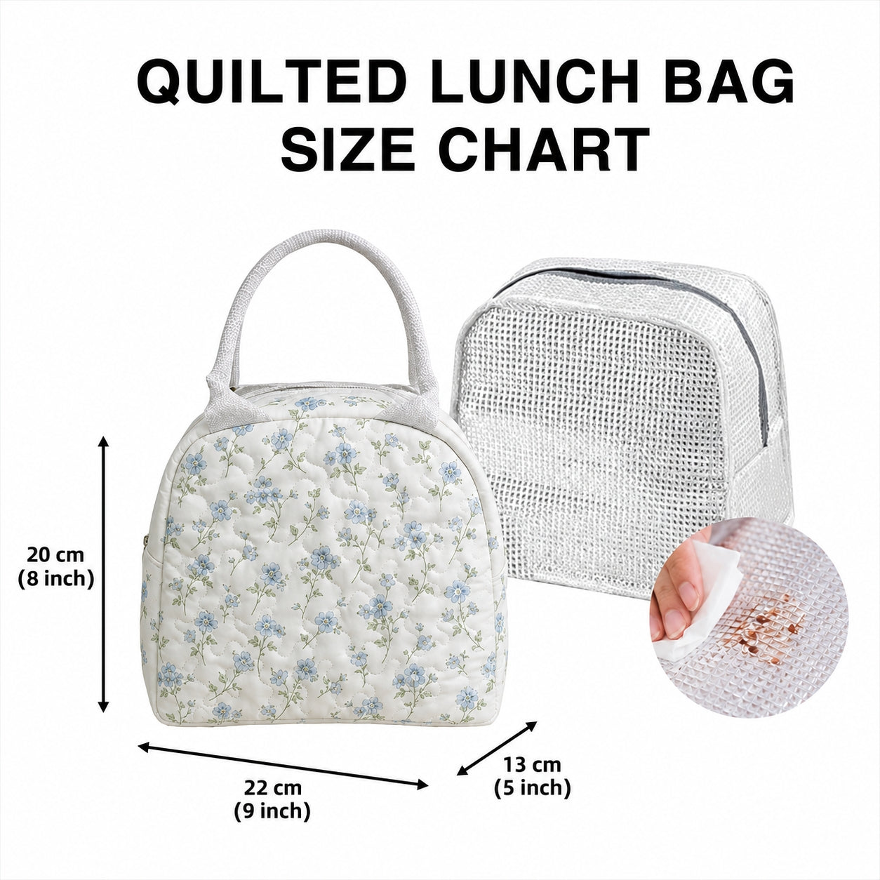 Vintage Wildflower & Sunflower Quilted Lunch Bag