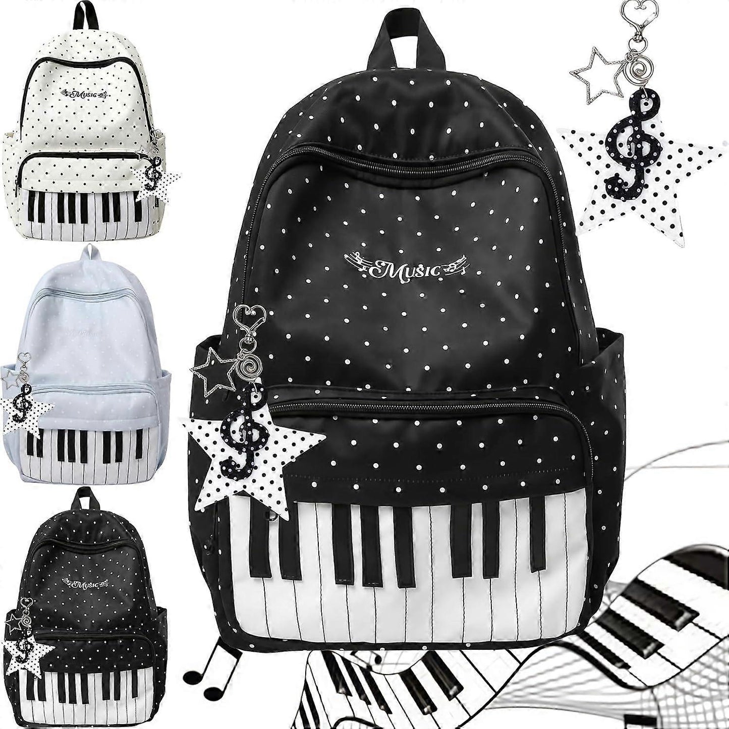 Piano Backpack – Whimsical Polka Dot Music Daypack