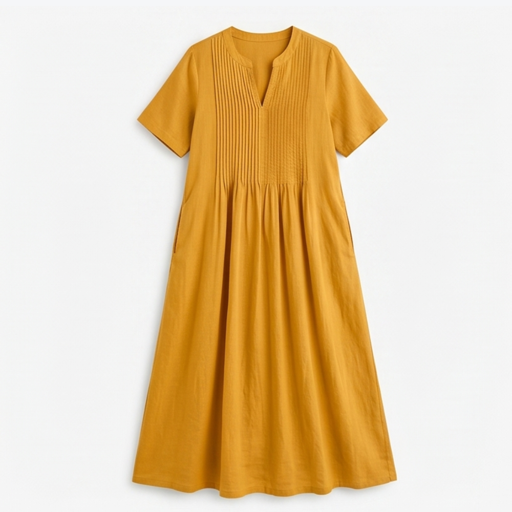Pin-Tuck Maxi Dress with Pockets