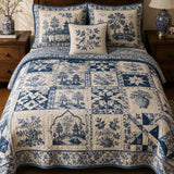 Blue Willow Chinoiserie Quilted Bedding Set