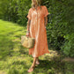 Women’s Striped Button-Down Midi Shirt Dress