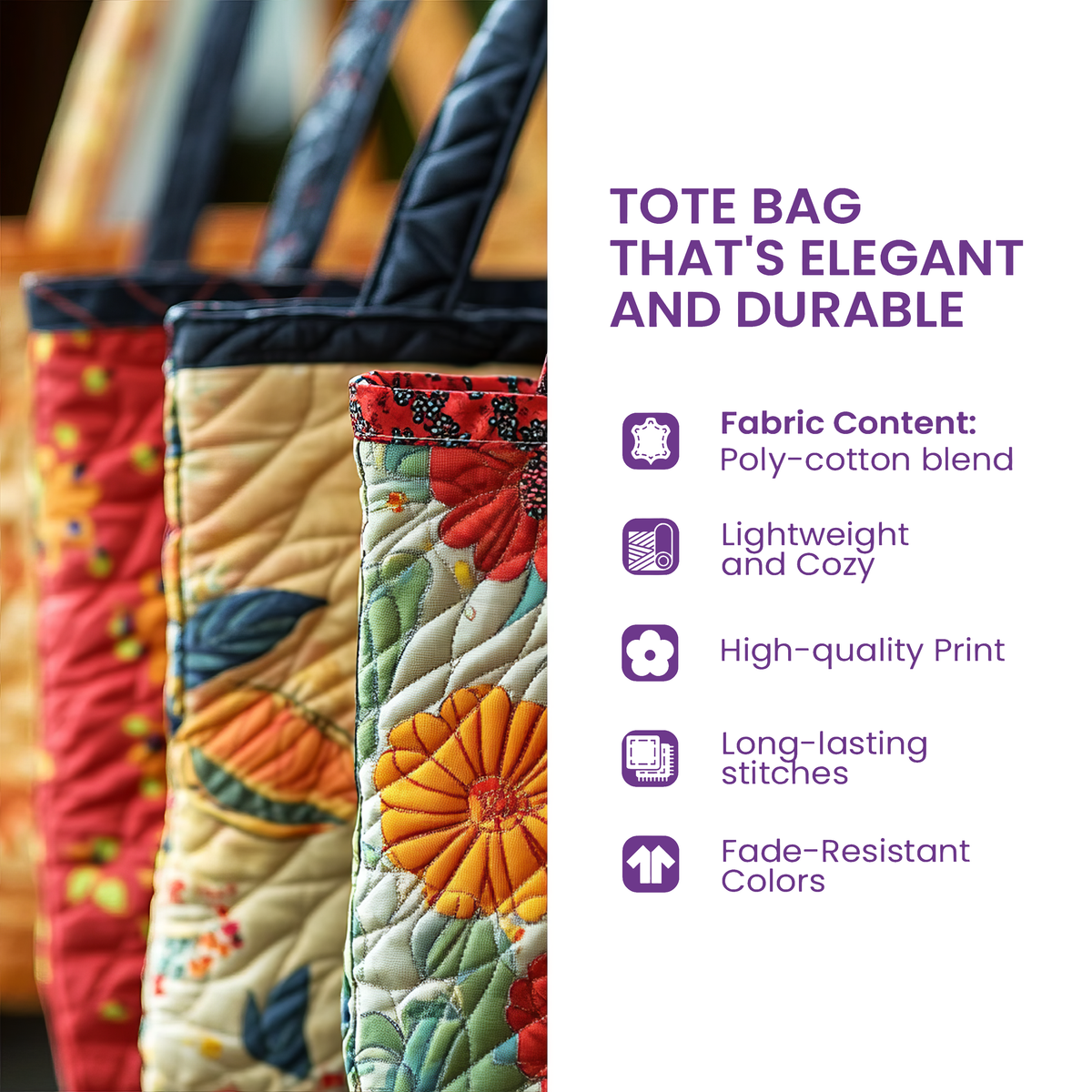 Colorful Floral Handmade Tote Bag