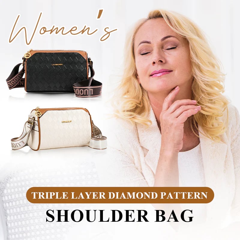 Fashion Diamond Pattern Large Capacity 3-Layer Crossbody Bag💕