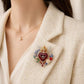 Sacred Heart Floral Gemstone Brooch | Vintage Palace-Inspired Statement Pin