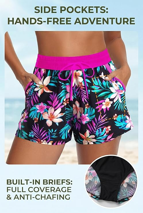 3 Piece Tankini with Shorts - Sporty Swimsuit