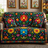 Folk Floral Quilted Sofa Cover