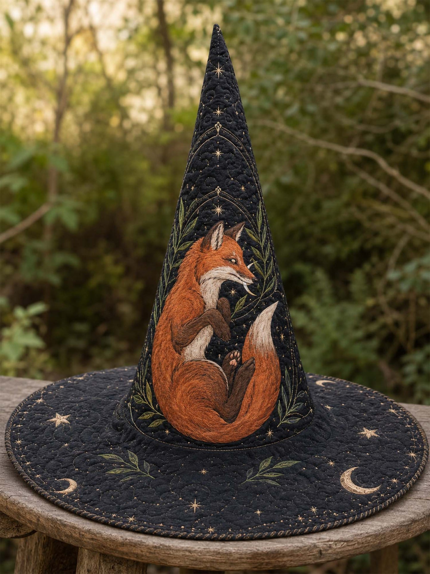 Enchanted Fox Handcrafted Quilted Witch Hat