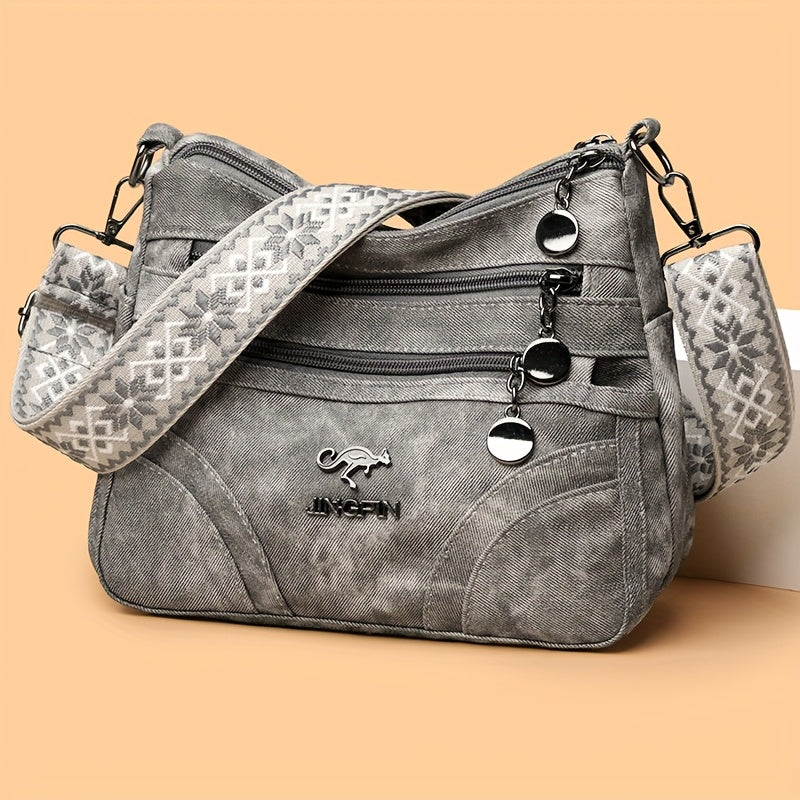 Women's Length Multi-Pocket Crossbody Shoulder Bag