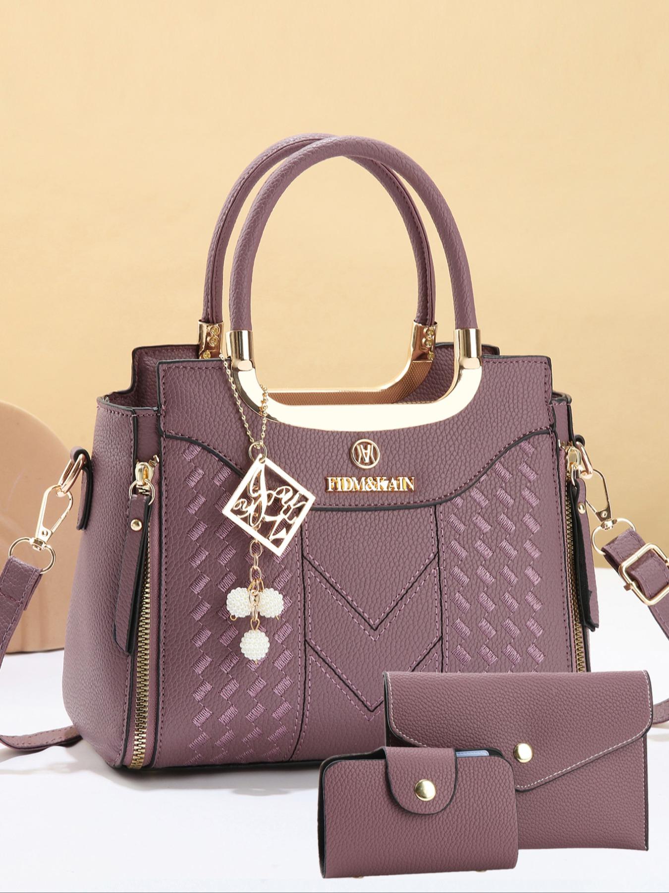 3 PCS Women's Elegant Embroidered Pattern Tote Bag