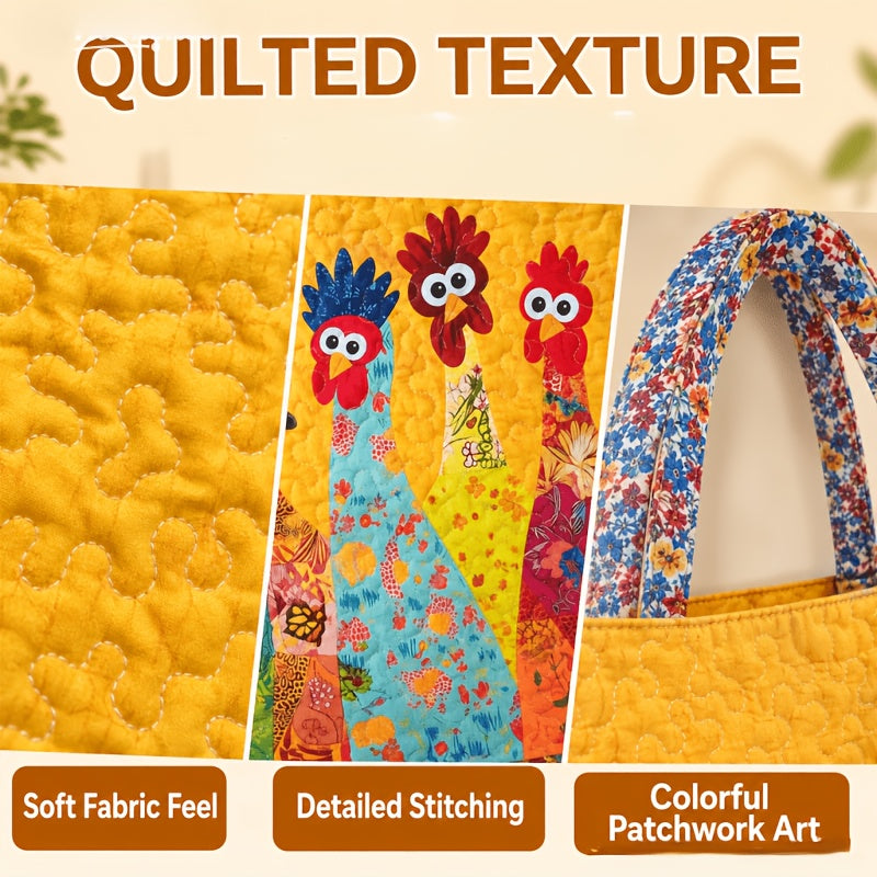 Bohemian Chicken Quilted Tote Bag