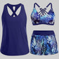 3 Piece Tankini with Shorts - Sporty Swimsuit