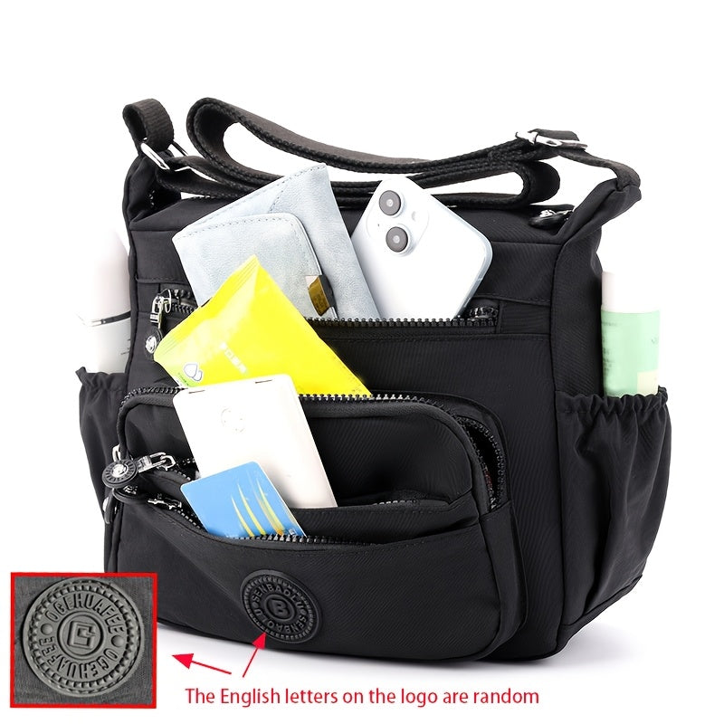 Nylon Lightweight Single Shoulder Bag with Multiple Pockets