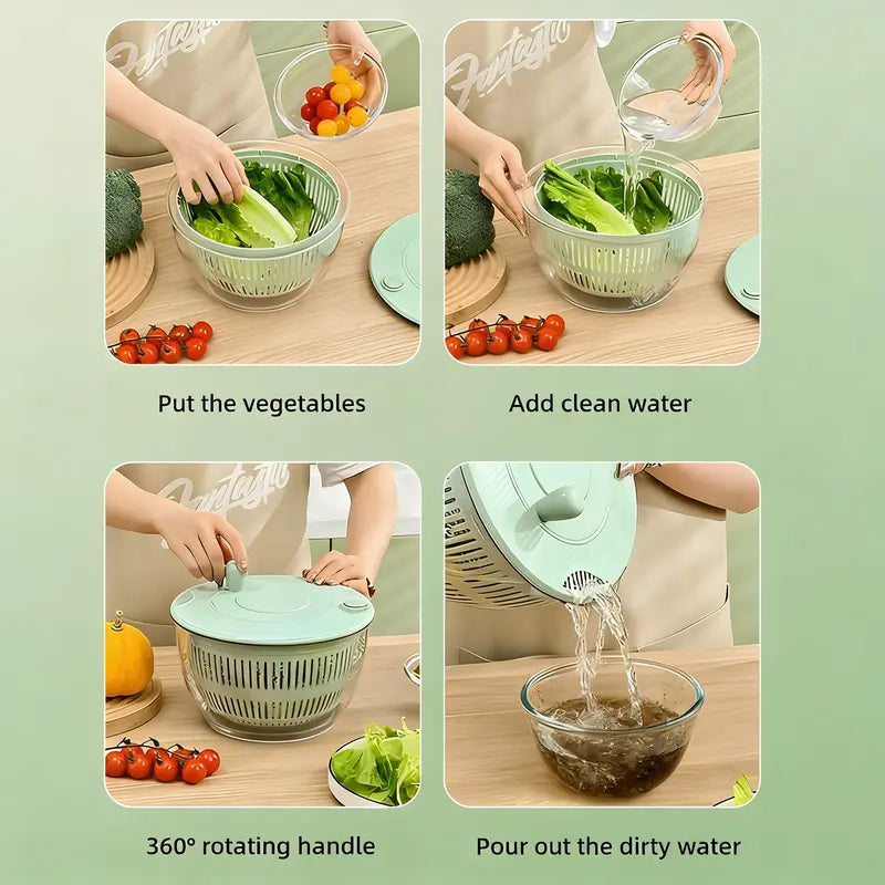 🔥9-in-1 Multifunctional Large Capacity Salad Spinner & Slicer