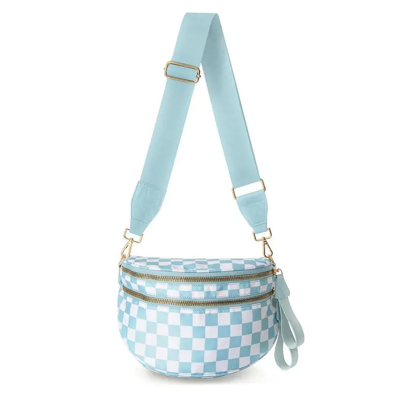 Plus Size Checkered Nylon Crossbody Bum Bag