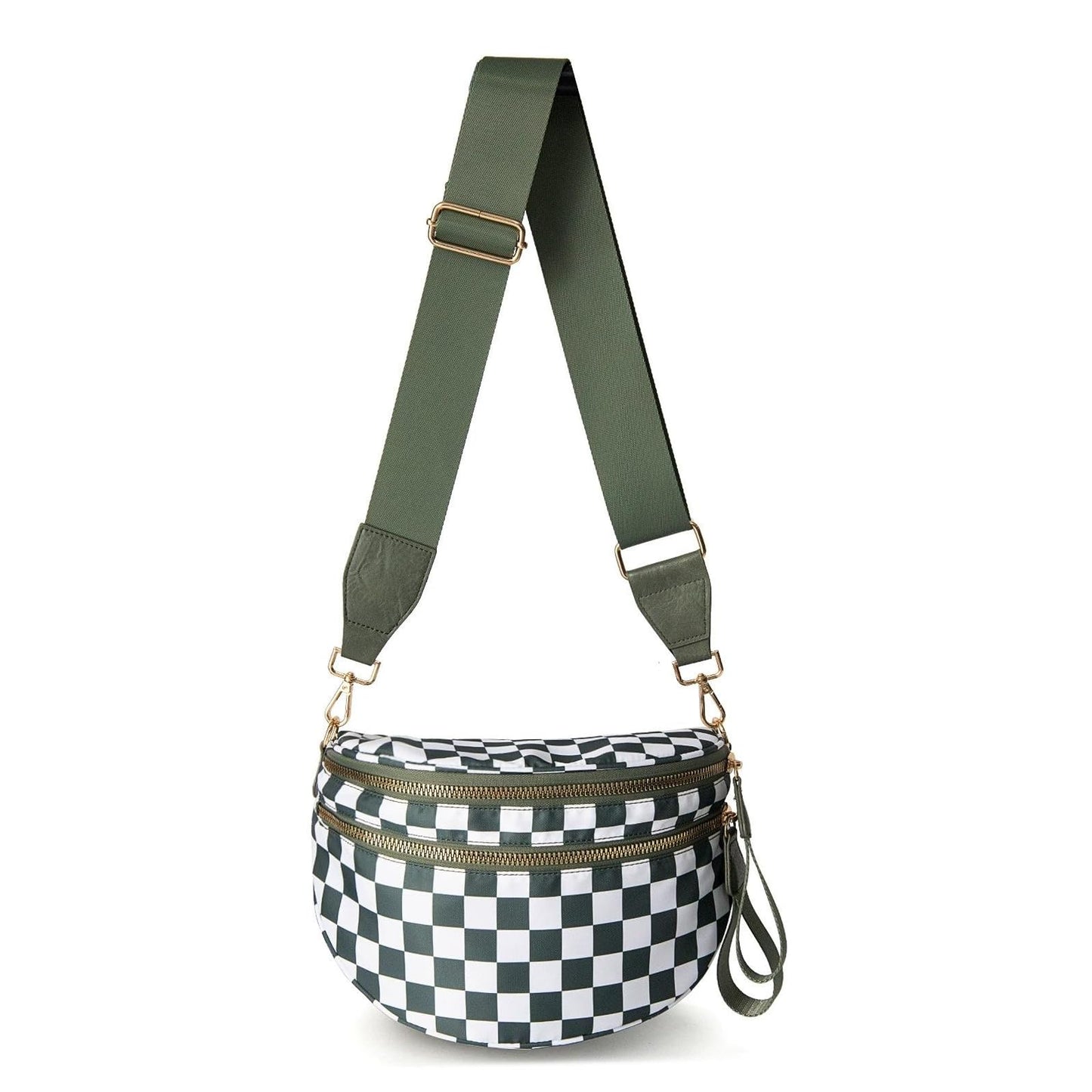 Plus Size Checkered Nylon Crossbody Bum Bag