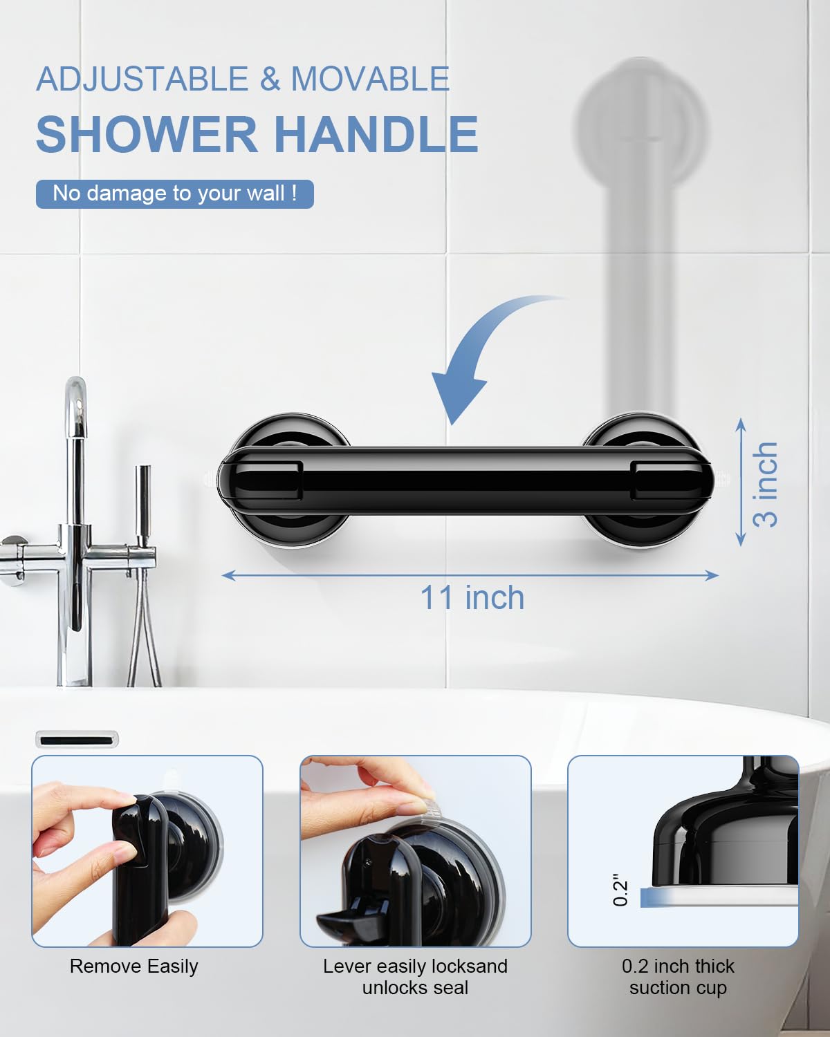 No Drilling Heavy Duty Suction Grab Bars