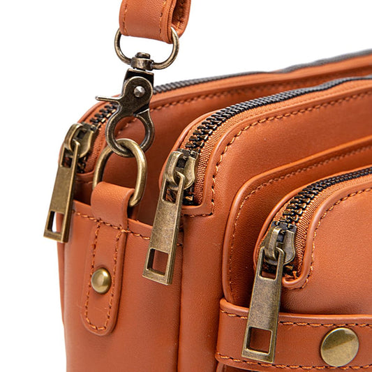 Three Layer Leather Crossbody Shoulder