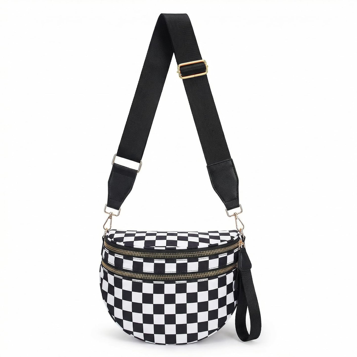 Plus Size Checkered Nylon Crossbody Bum Bag
