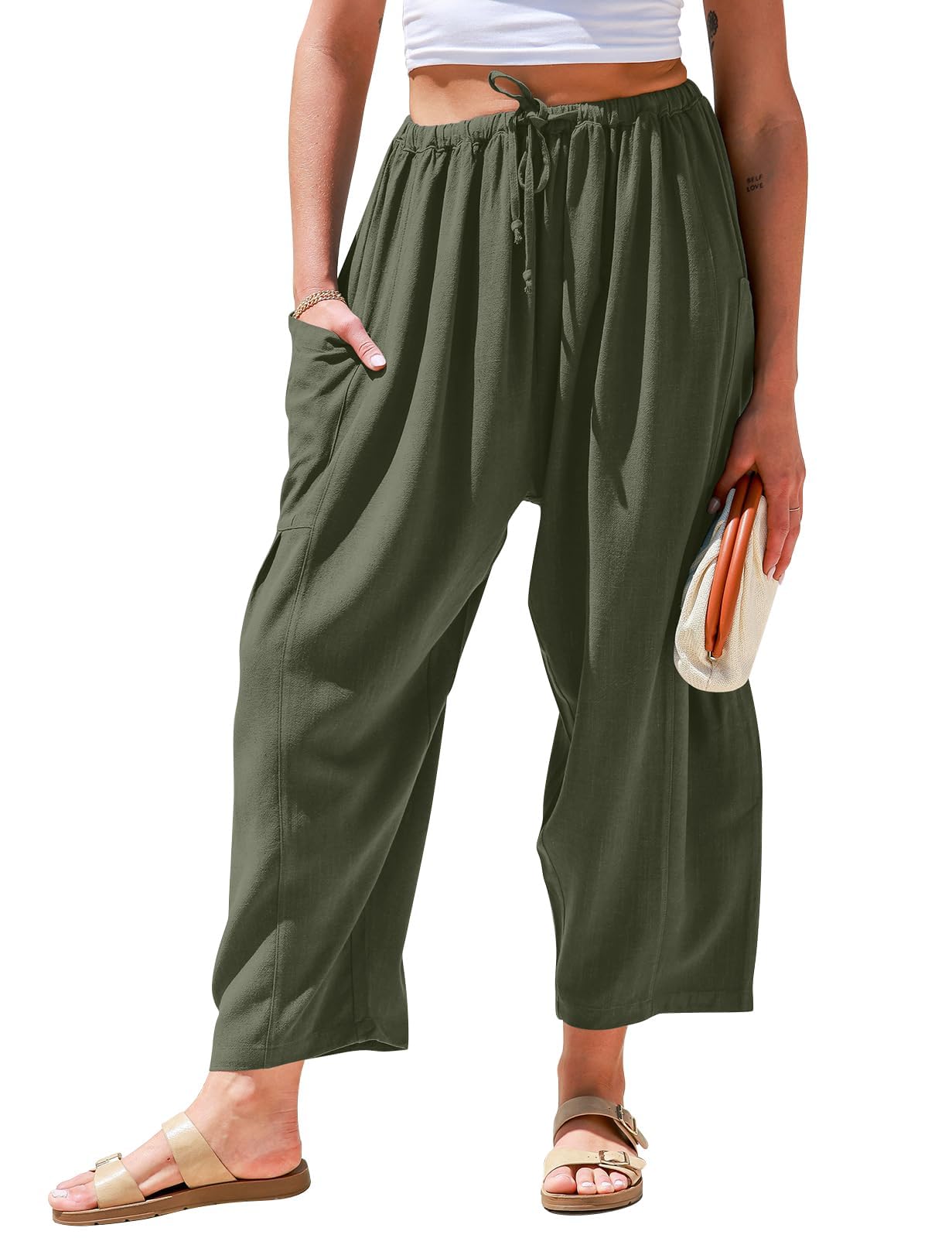 Breezyflow Linen Wide Leg Cargo Pants