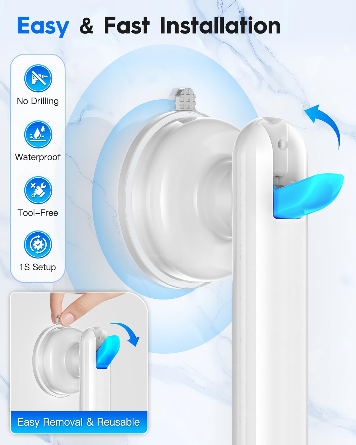 No Drilling Heavy Duty Suction Grab Bars
