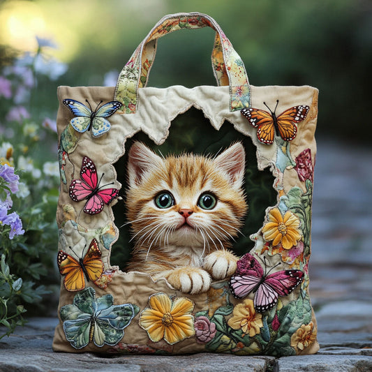 Butterfly Cat Handmade Tote Bag