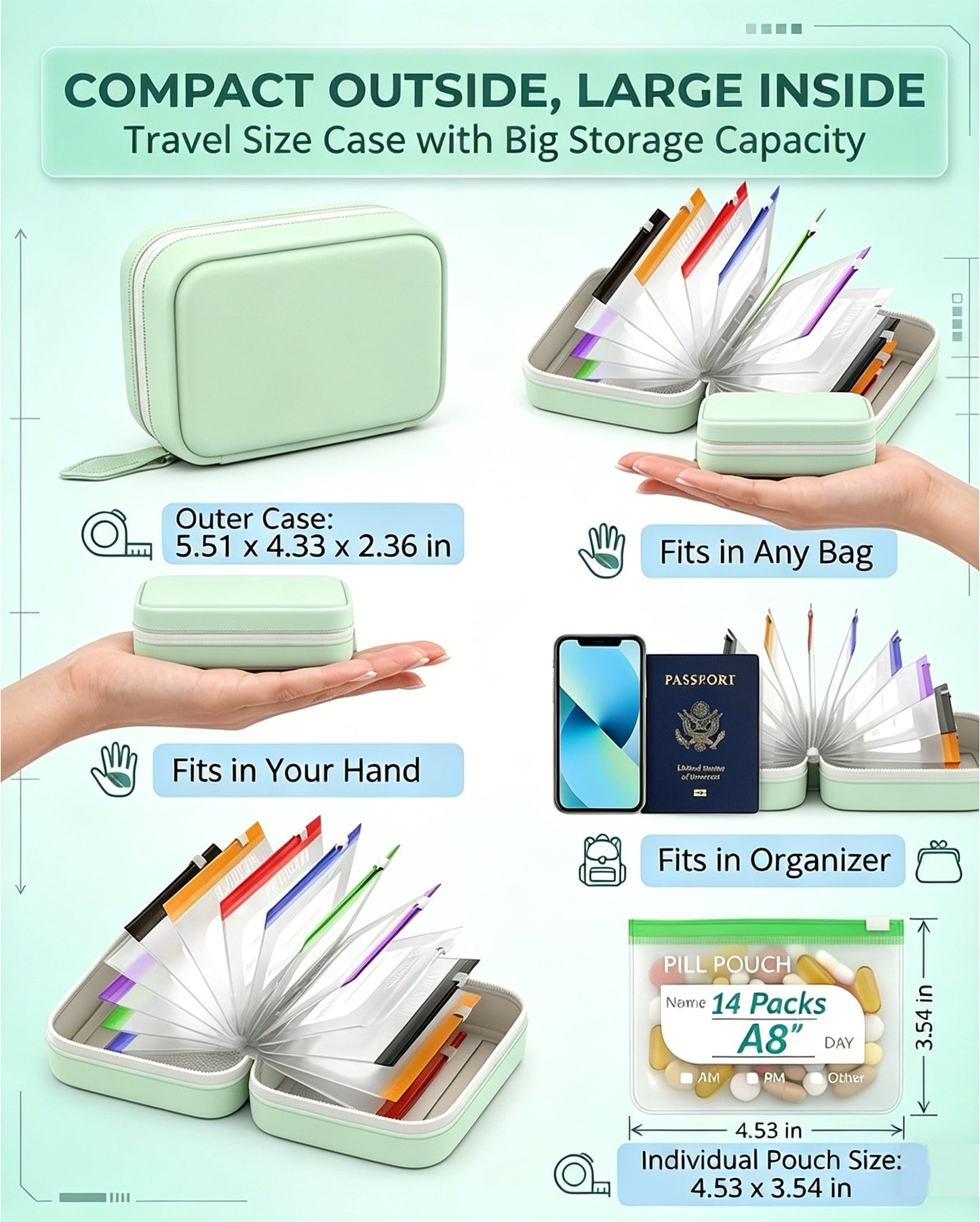 Waterproof Weekly Pill Organizer Pouch Set