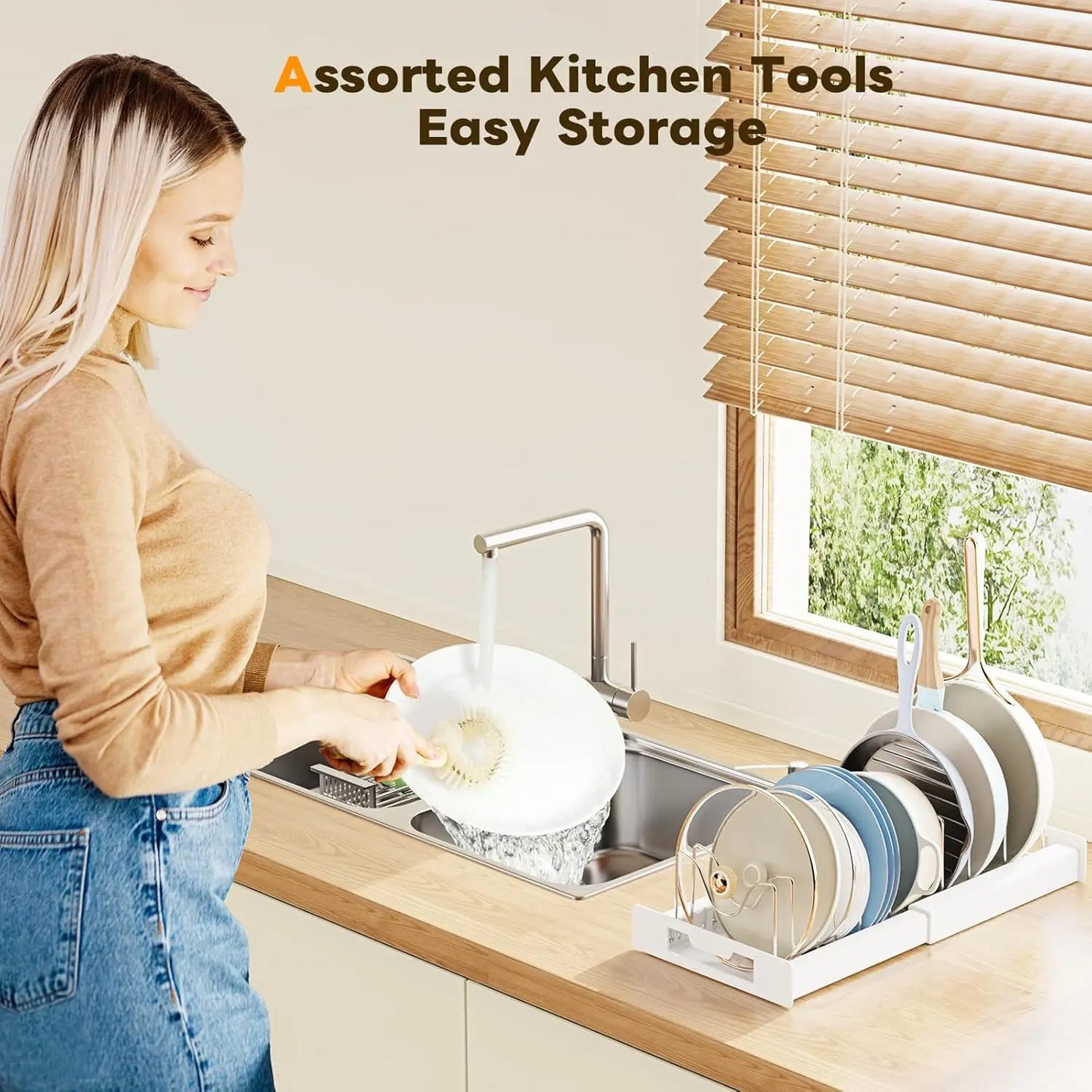 Pot Lids Organizer Rack for Cabinet and Countertop