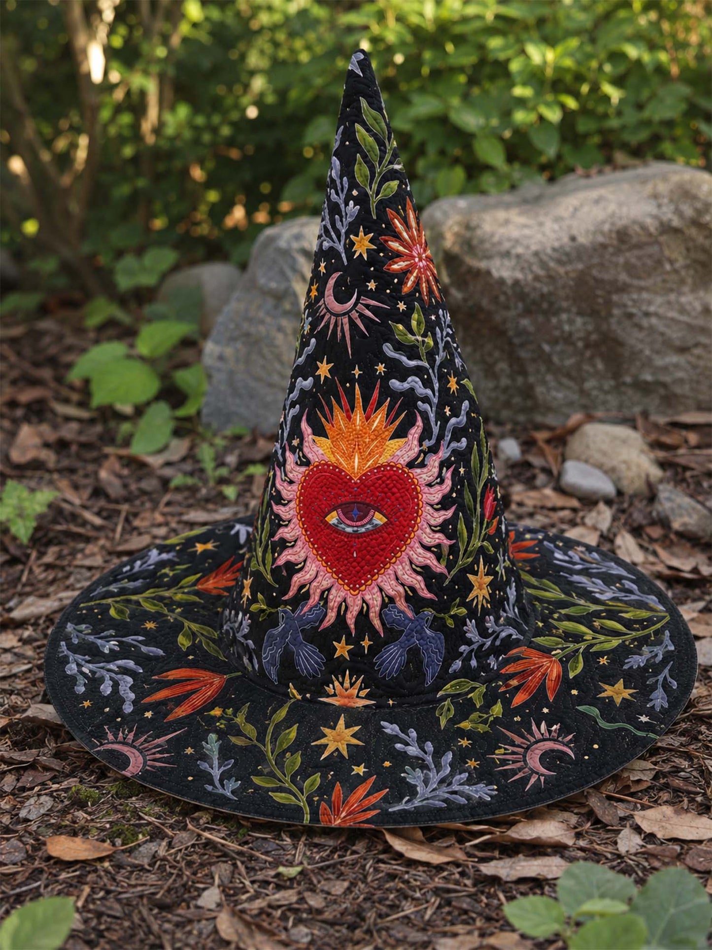 Sacred Heart Handcrafted Quilted Witch Hat
