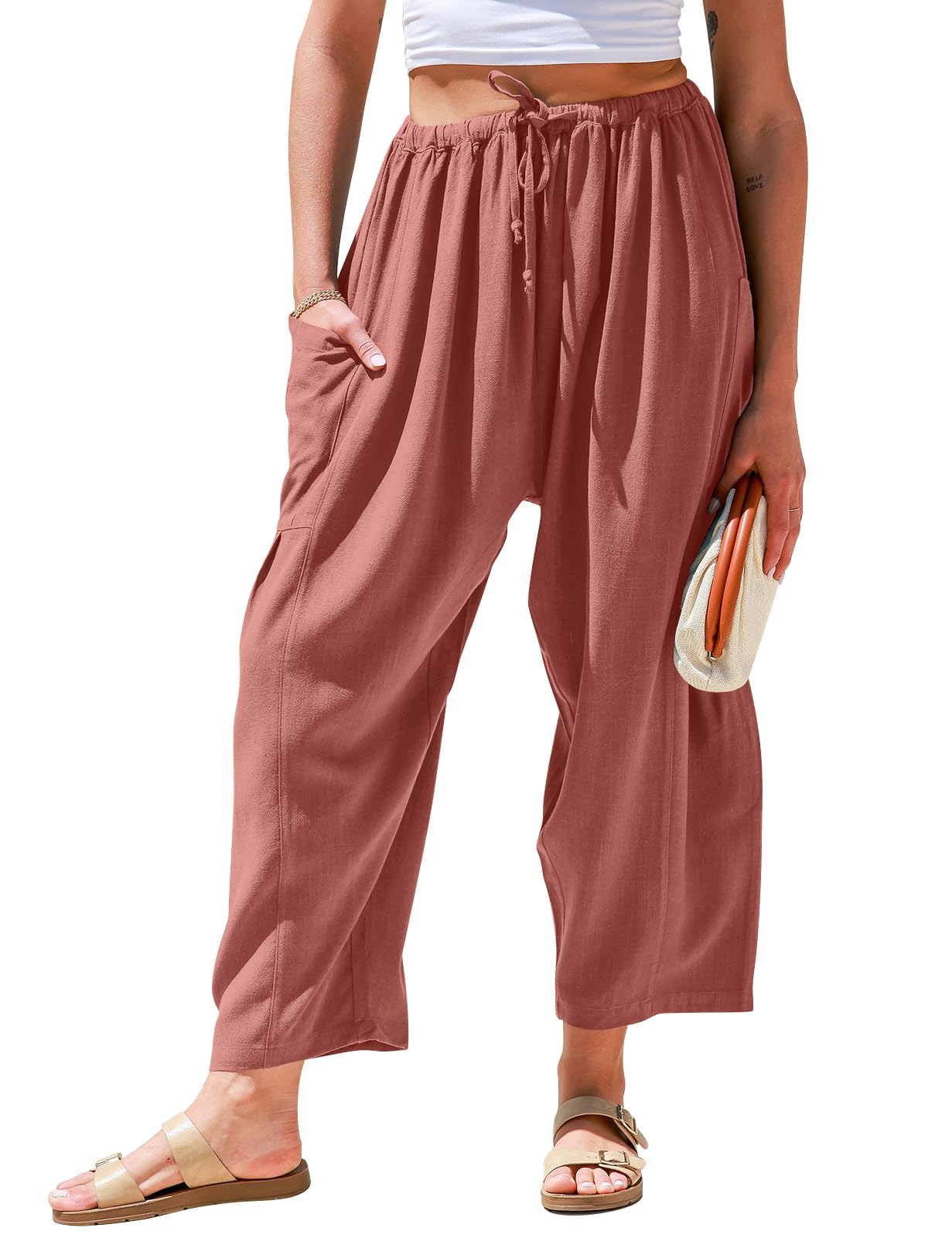 Breezyflow Linen Wide Leg Cargo Pants