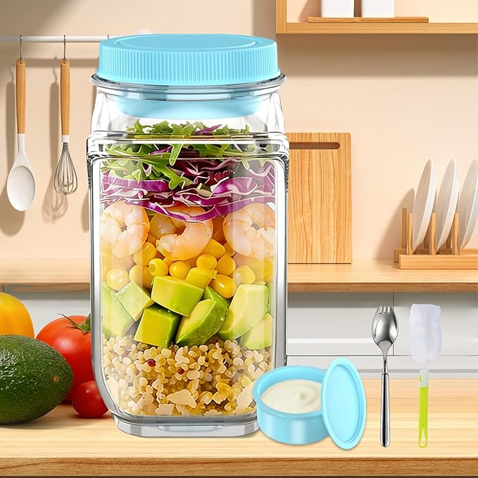Salad Jar with Side Opening & Dressing Cup