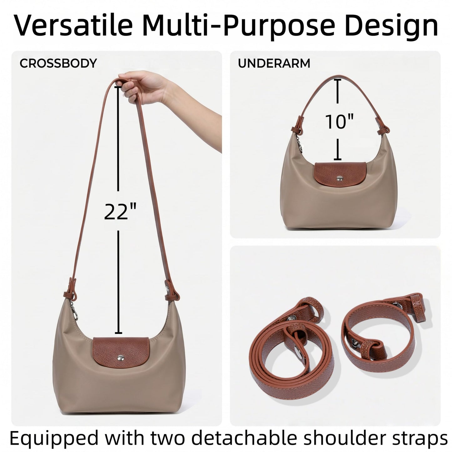Three Looks Minimalist Crescent Convertible Bag