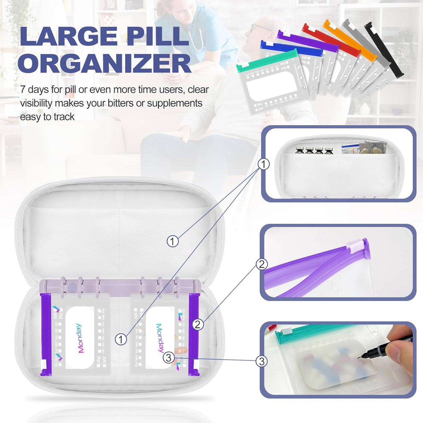 Waterproof Weekly Pill Organizer Pouch Set